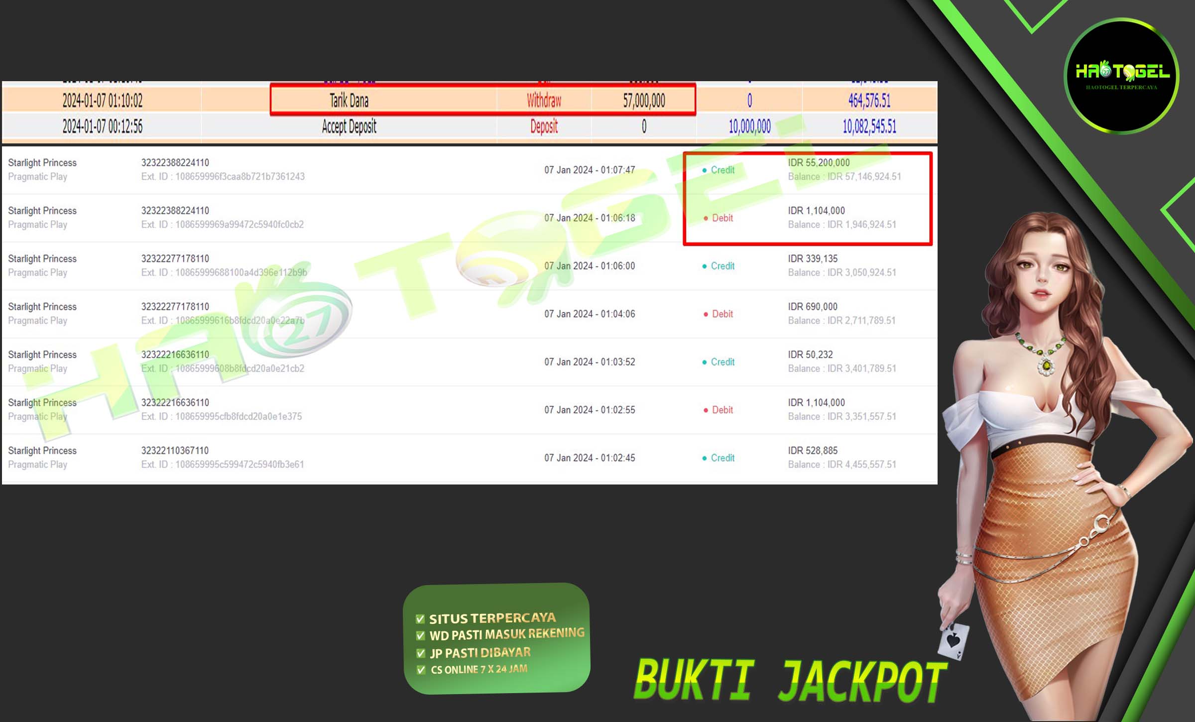 Bukti Transfer Jp Member Haotogel Update Win Wd Tiap Hari